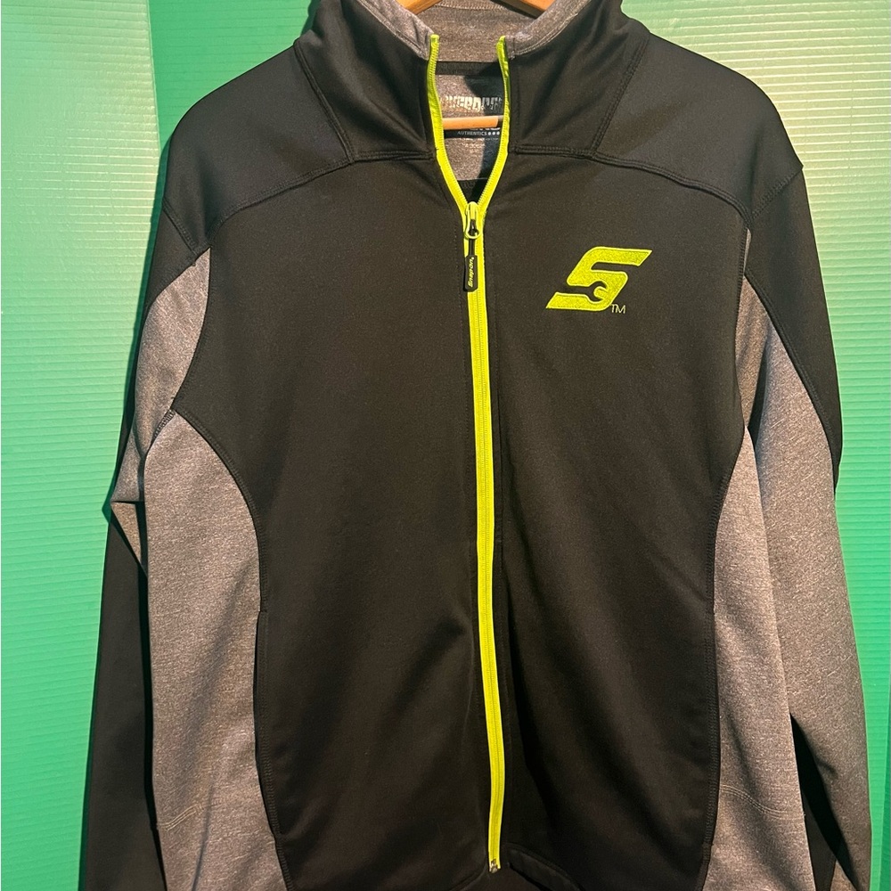 Men's Black and Gray Performance Jacket with Neon Yellow Trim
